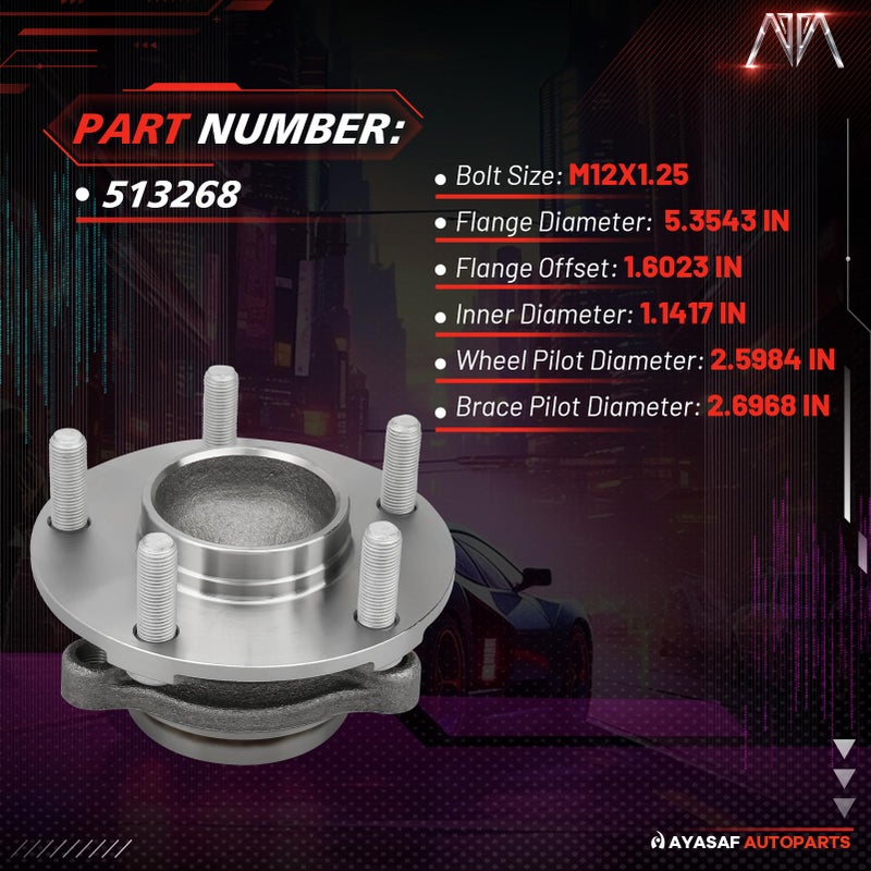 MAYASAF 513268 Front Wheel Hub Bearing Assembly 5 Lugs w/ABS Fit 2003-07 Infiniti G35 RWD Only, 2003-09 Nissan 350Z - Image 3